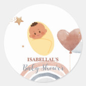 可愛いテディベアーアフリカ系アメリカ人の男の子のベビーシャワー ラウンドシール (正面)