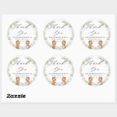 可愛いテディベアーハイティーパーティーツインベビーシャワー ラウンドシール (シート)