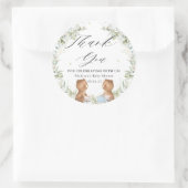 可愛いテディベアーハイティーパーティーツインベビーシャワー ラウンドシール (バッグ)