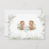 可愛いテディベアーハイティーパーティーツインベビーシャワー 出欠カード (裏面)