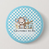 可愛いテディベアーピクニックベビーシャワーパーソナライズされた 缶バッジ (正面)