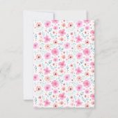 可愛いテディベアーピンクバルーンガールベイビーシャワー サンキューカード (裏面)