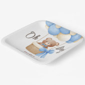 可愛いテディベアーブルーバルーンベビーシャワー ペーパープレート (傾斜あり)