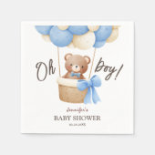 可愛いテディベアーブルーバルーン |男の子の赤ちゃんシャワー スタンダードカクテルナプキン (正面)