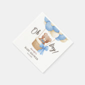 可愛いテディベアーブルーバルーン |男の子の赤ちゃんシャワー スタンダードカクテルナプキン (角)