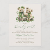 可愛いテディベアーベアーグリーンのツビーツインベビーシャワー ポストカード (正面)
