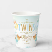 可愛いテディベアーベアーツインツインベビーシャワー男の赤ちゃん 紙コップ (裏面)