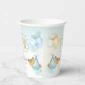 可愛いテディベアーベアーツインツインベビーシャワー男の赤ちゃん 紙コップ (右)