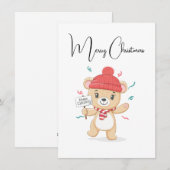 可愛いテディベアーメリークリスマスカード シーズンカード (正面/裏面)