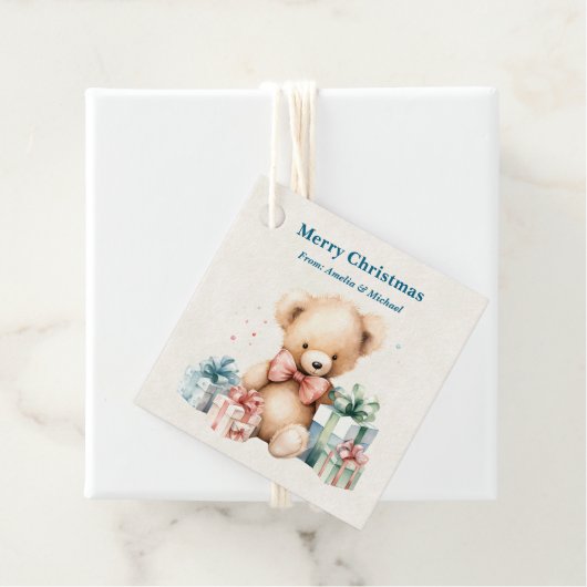 可愛いテディベアーメリークリスマス フェイバータグ (インサイチュ)