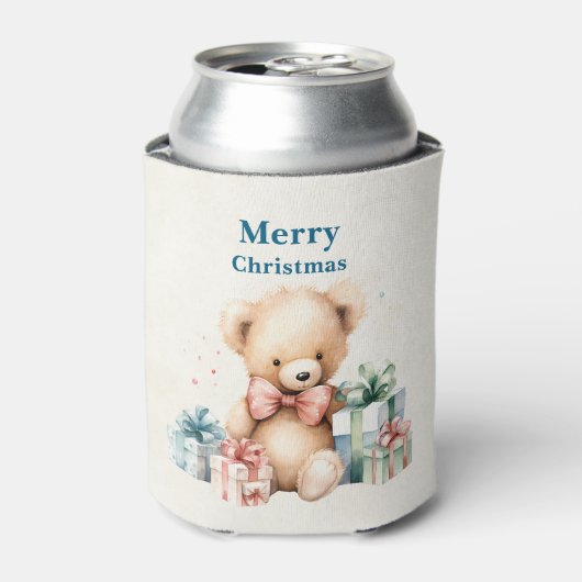 可愛いテディベアーメリークリスマス 缶クーラー (缶正面)