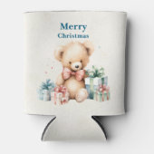 可愛いテディベアーメリークリスマス 缶クーラー (正面)
