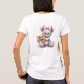 可愛いテディベア保持サイン最高のママ Tシャツ (裏面)