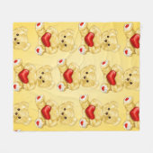 可愛いテディベア保持ハート – かわいらしいぬいぐるみ フリースブランケット (正面(横))