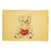 可愛いテディベア保持ハート – かわいらしいぬいぐるみ 枕カバー (裏面)