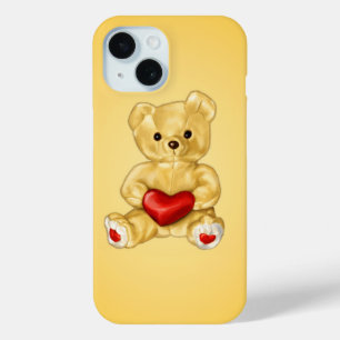可愛いテディベア保持ハート – かわいらしいぬいぐるみ iPhone 15ケース