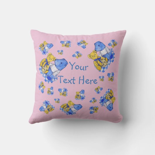 可愛いテディベア子供へ模様 クッション (裏面)