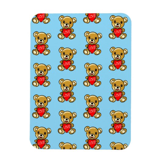 可愛いテディベア愛とハート保持 – 愛らしい マグネット (縦)