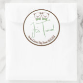 可愛いテディベア懐かしい双子の赤ちゃんシャワー ラウンドシール (バッグ)