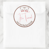 可愛いテディベア懐かしい双子の赤ちゃんシャワー ラウンドシール (バッグ)