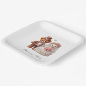 可愛いテディベア新郎新婦結婚の ペーパープレート (傾斜あり)