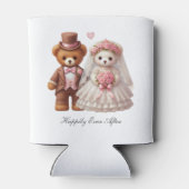 可愛いテディベア新郎新婦結婚の 缶クーラー (裏面)