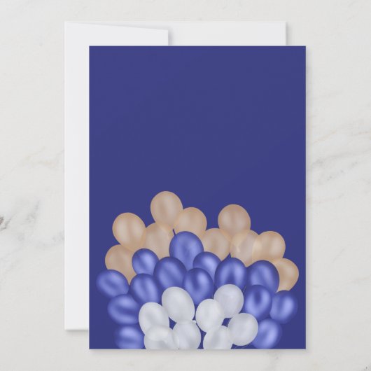 可愛いテディベア海軍ブルーバルーン男の子のシャワー 招待状 (裏面)