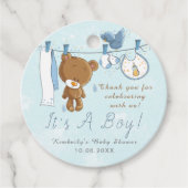 可愛いテディベア男の子の青ありがとう フェイバータグ (正面)