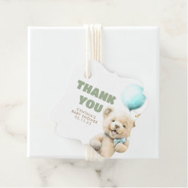 可愛いテディベア男の子ベイビーシャワーありがとう フェイバータグ