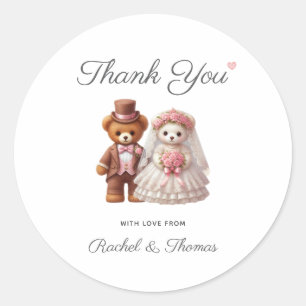 可愛いテディベア結婚アニバーサリー ラウンドシール