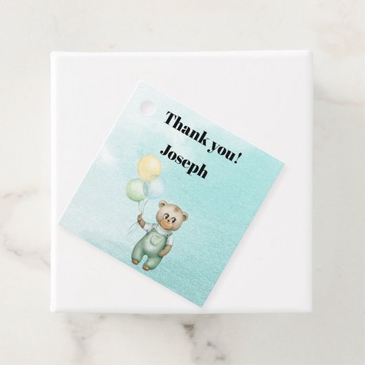 可愛いテディベア緑の背景 フェイバータグ (インサイチュ)