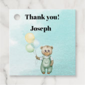 可愛いテディベア緑の背景 フェイバータグ (正面)