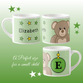 可愛いテディベア緑の黄色と星の子供 エスプレッソカップ