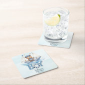 可愛いテディベア航海のボートボーイ赤ちゃんシャワー スクエアペーパーコースター (インサイチュ)