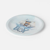 可愛いテディベア航海のボートボーイ赤ちゃんシャワー ペーパープレート (アングル)