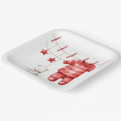 可愛いテディベア衣料品赤ベビーシャワー ペーパープレート (傾斜あり)