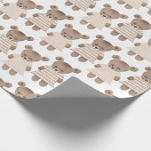 可愛いテディベア赤ちゃん女の子のドレス赤ちゃんシャワー ラッピングペーパー (角)