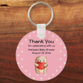 可愛いテディベア運の赤いハートありがとう キーホルダー (正面)