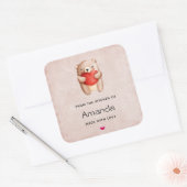 可愛いテディベア運の赤いハートキッチン スクエアシール (封筒)