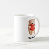 可愛いテディベア運の赤いハート コーヒーマグカップ (正面右)