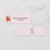 可愛いテディベア運の赤いハート スキニー名刺 (正面/裏面)