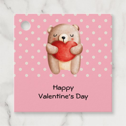 可愛いテディベア運の赤いハート フェイバータグ (正面)