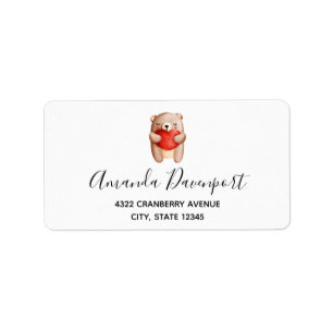 可愛いテディベア運の赤いハート ラベル