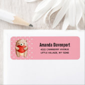 可愛いテディベア運の赤いハート ラベル (インサイチュ)