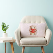 可愛いテディベア運の赤いハート ランバークッション (椅子)