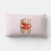 可愛いテディベア運の赤いハート ランバークッション (裏面)