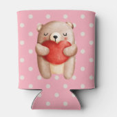 可愛いテディベア運の赤いハート 缶クーラー (裏面)