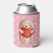 可愛いテディベア運の赤いハート 缶クーラー (缶裏面)