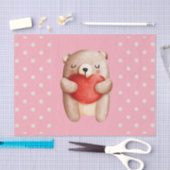 可愛いテディベア運の赤いハート 薄葉紙 (クラフト)