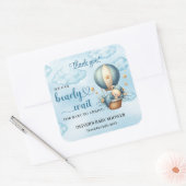 可愛いテディベア青茶色アイボリー熱風船 スクエアシール (封筒)